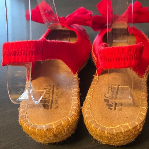 Red Bow Canvas Espadrilles Sandals Size 8 - Picture 4 of 5